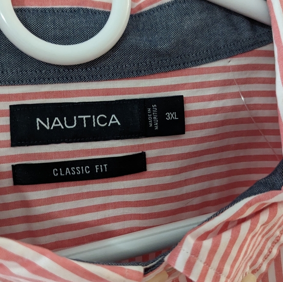 NEW Nautica 3XL light red stripe shirt - Picture 2 of 3